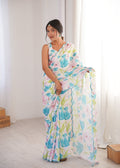 Jyoti Fashion Women's Multicolor Chinon Digital Printed Designer Saree with Blouse
