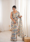 Jyoti Fashion Women's Multicolor Chinon Digital Printed Designer Saree with Blouse