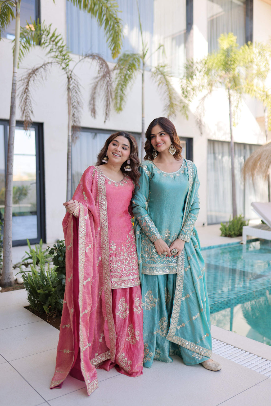 Jyoti Fashion Pink Fendy Crush Embroidered Designer Combo Sharara & Sets