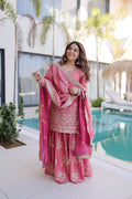 Jyoti Fashion Pink Fendy Crush Embroidered Designer Sharara & Sets