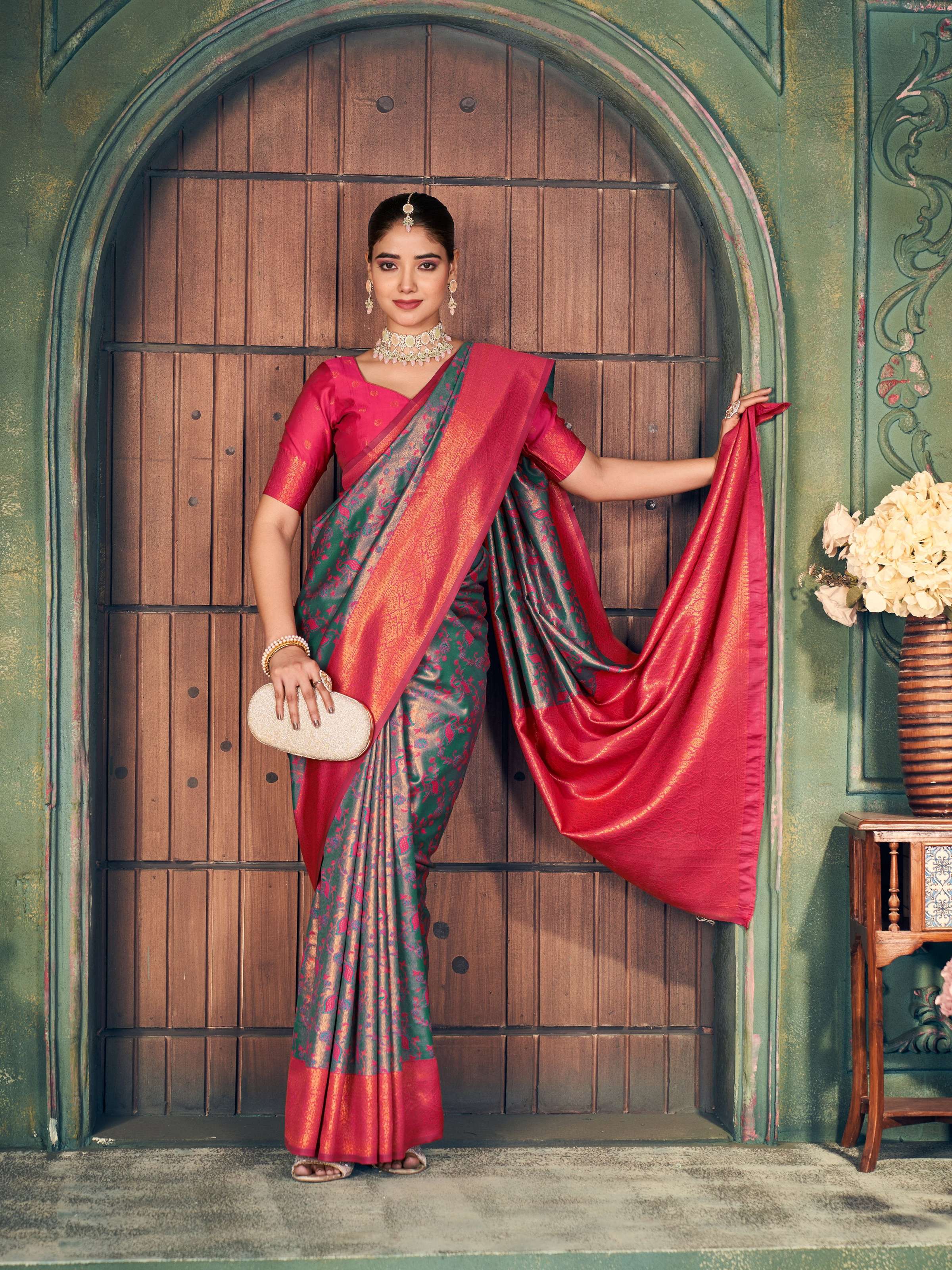 Jyoti Fashion Women's Grey Silk Zari Woven Saree with Blouse