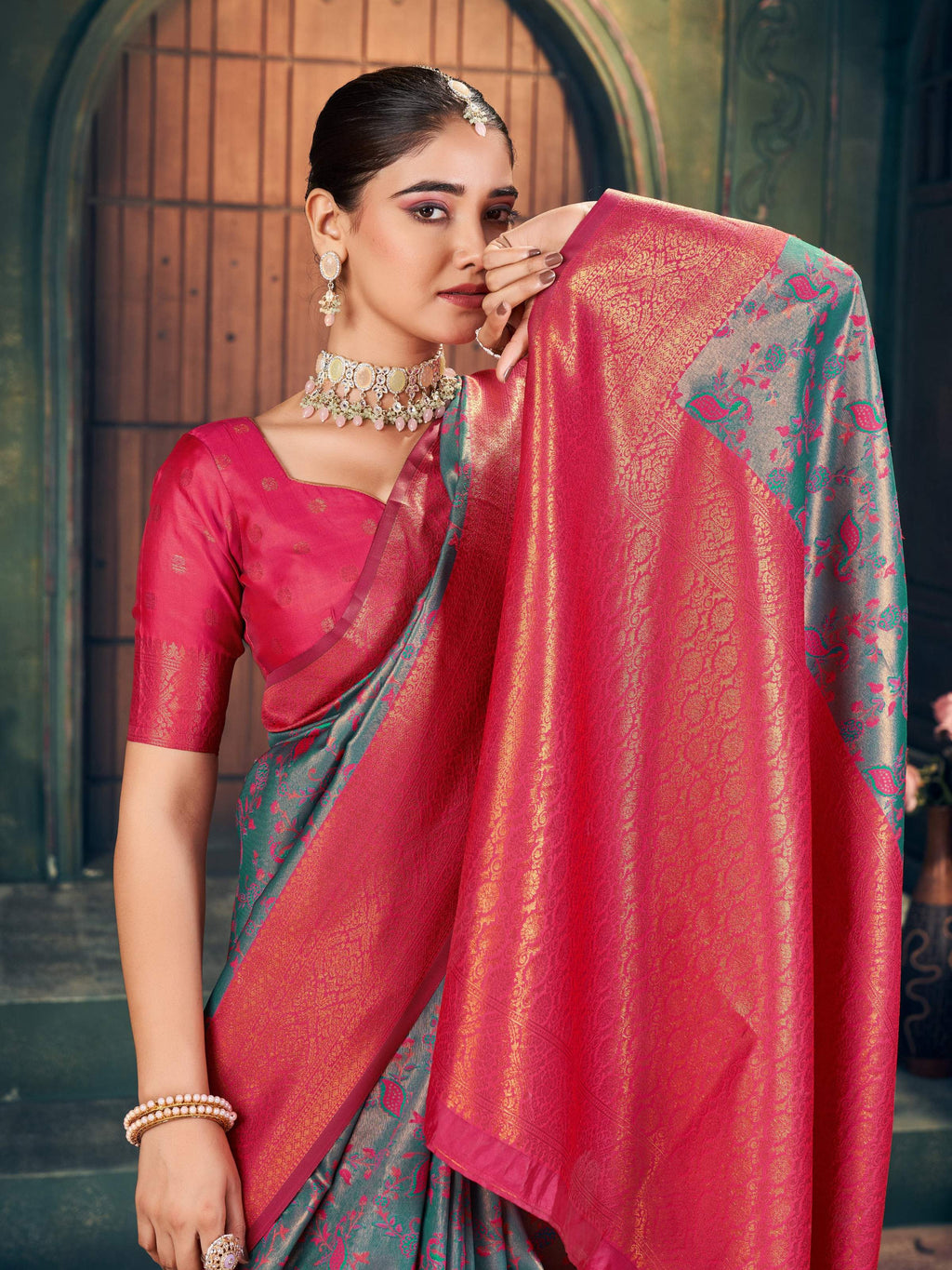 Jyoti Fashion Women's Grey Silk Zari Woven Saree with Blouse