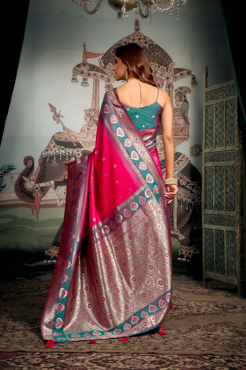 Jyoti Fashion Women's Pink Soft Silk Zari Woven Saree with Blouse