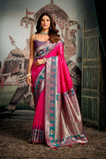 Jyoti Fashion Women's Pink Soft Silk Zari Woven Saree with Blouse