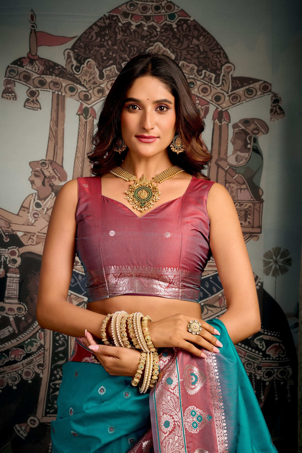 Jyoti Fashion Women's Turquoise Soft Silk Zari Woven Saree with Blouse