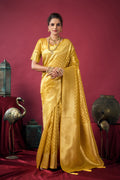 Jyoti Fashion Women's Mustard Tissue Silk Zari Woven Saree with Blouse