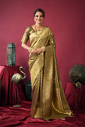 Jyoti Fashion Women's Mehendi Tissue Silk Zari Woven Saree with Blouse