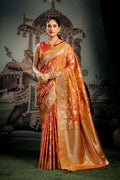 Jyoti Fashion Women's Orange Premium Soft Silk Zari Woven Saree with Blouse