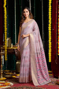 Jyoti Fashion Women's Purple Soft Spun Cotton Zari Woven Saree with Blouse