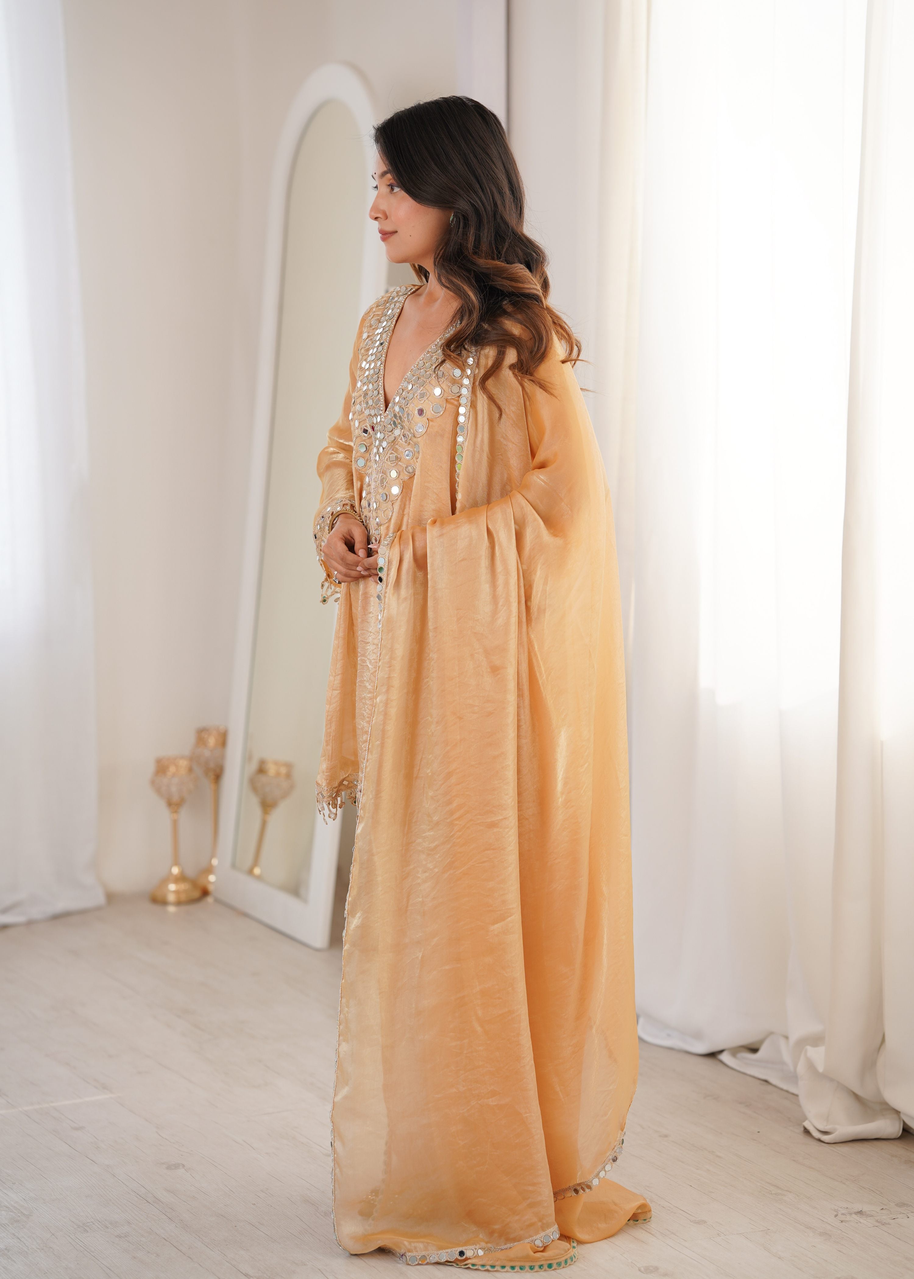 Jyoti Fashion Beige Fendy Embroidered Designer Kurta Set With Dupatta