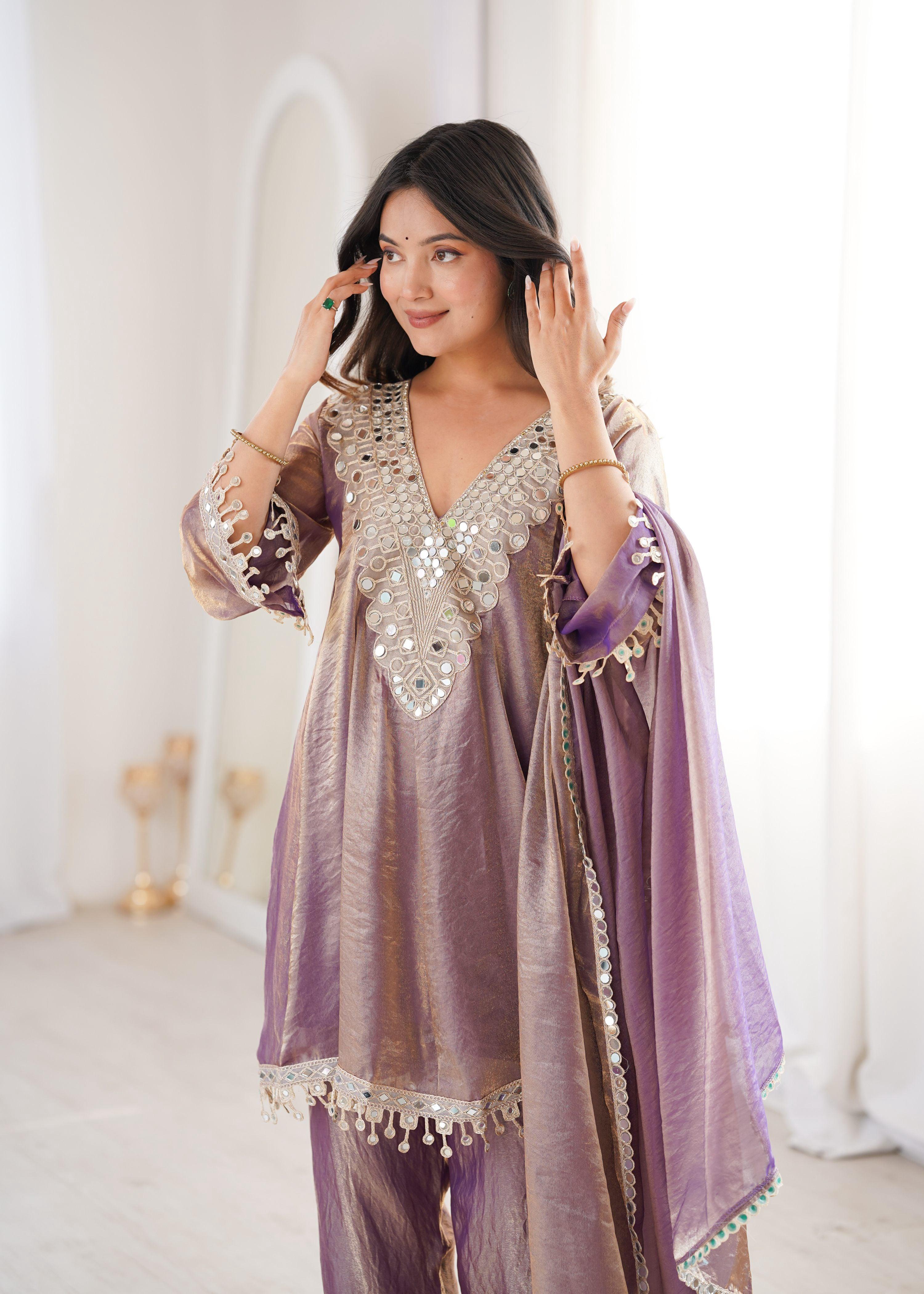 Jyoti Fashion Purple Fendy Embroidered Designer Kurta Set With Dupatta