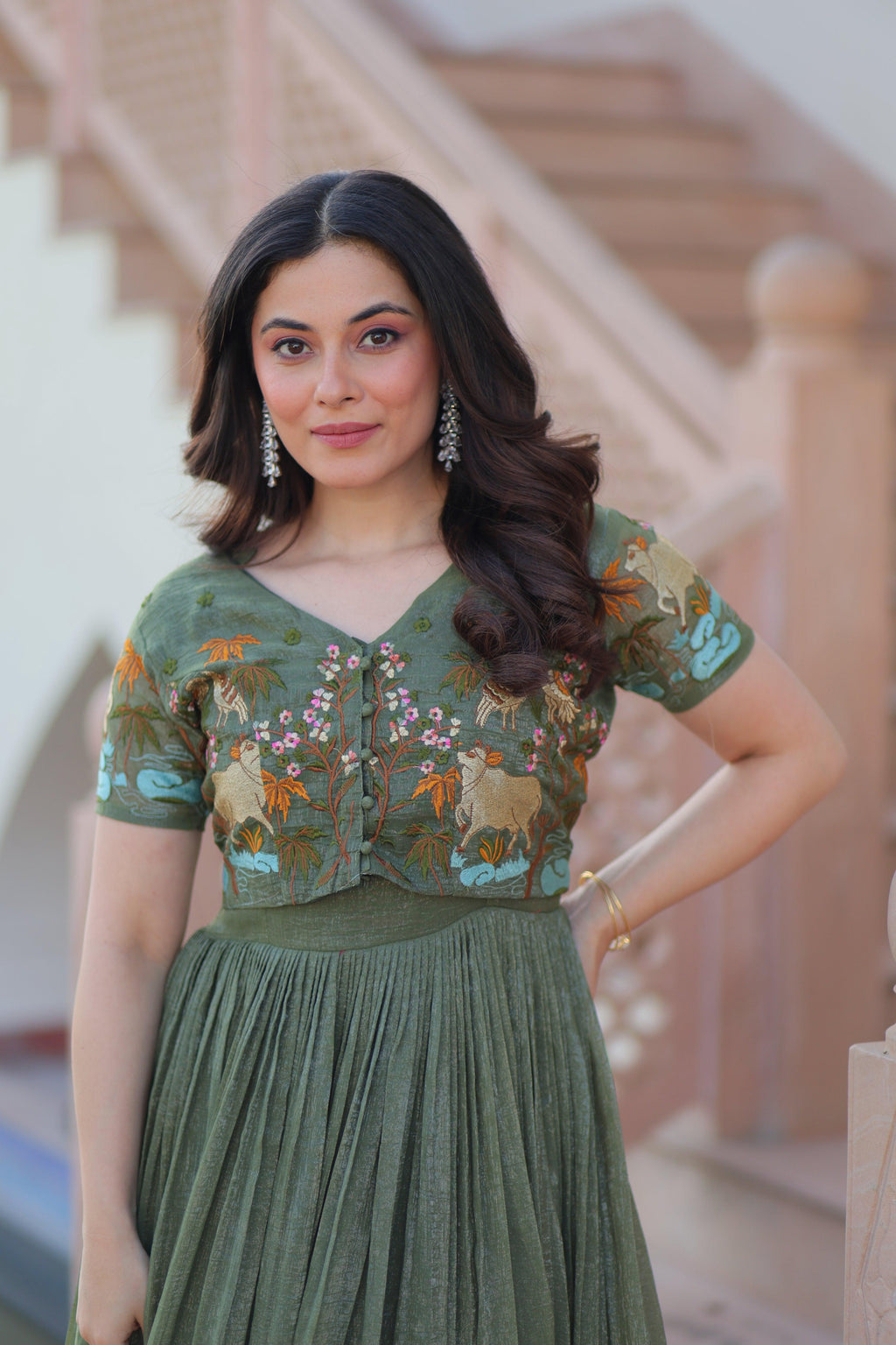 Jyoti Fashion Green Silver Crunchy Designer Anarkali Set with Koti