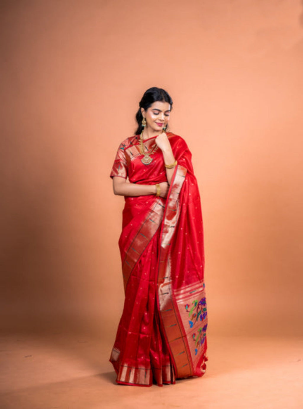 Jyoti Fashion Women's Maroon Soft Khadi Raw Silk Zari Woven Saree with Blouse