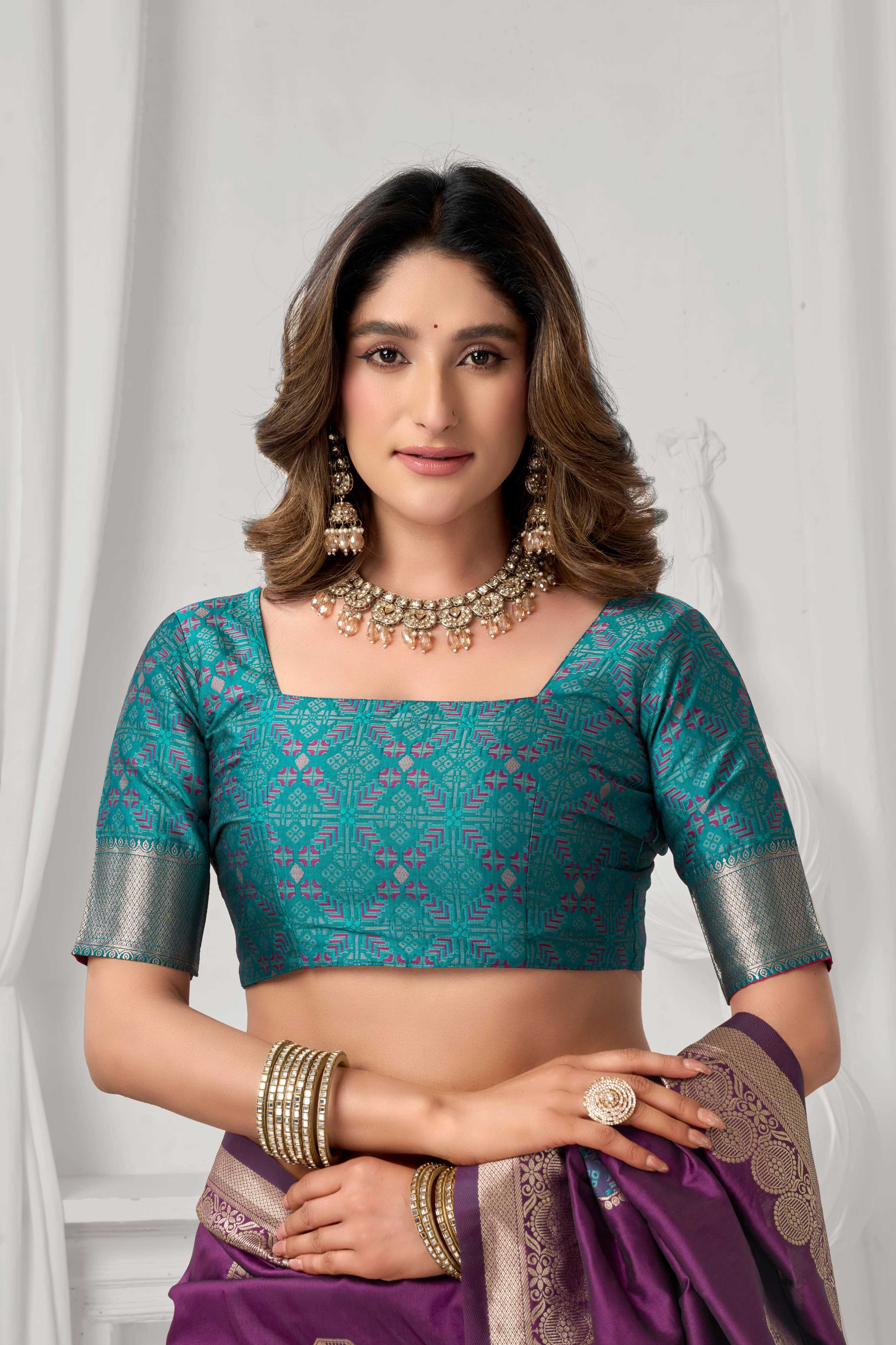 Jyoti Fashion Women's Wine Soft Silk Zari Woven Saree with Blouse