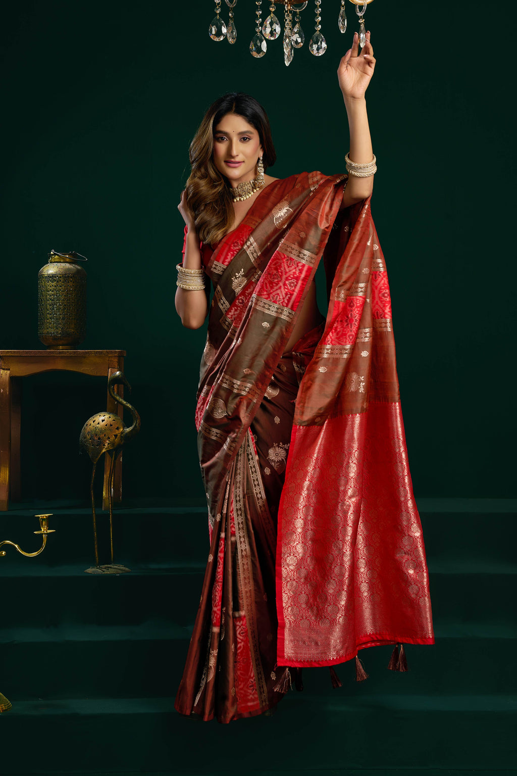 Jyoti Fashion Women's Coffee Soft Silk Zari Woven Saree with Blouse