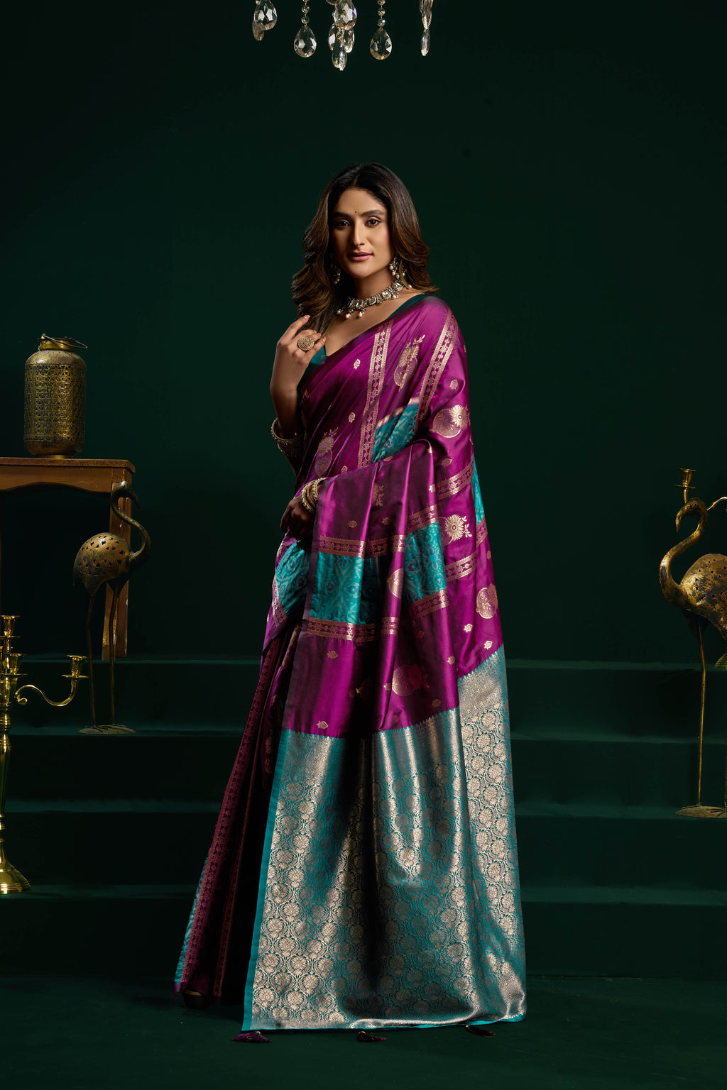 Jyoti Fashion Women's Wine Soft Silk Zari Woven Saree with Blouse