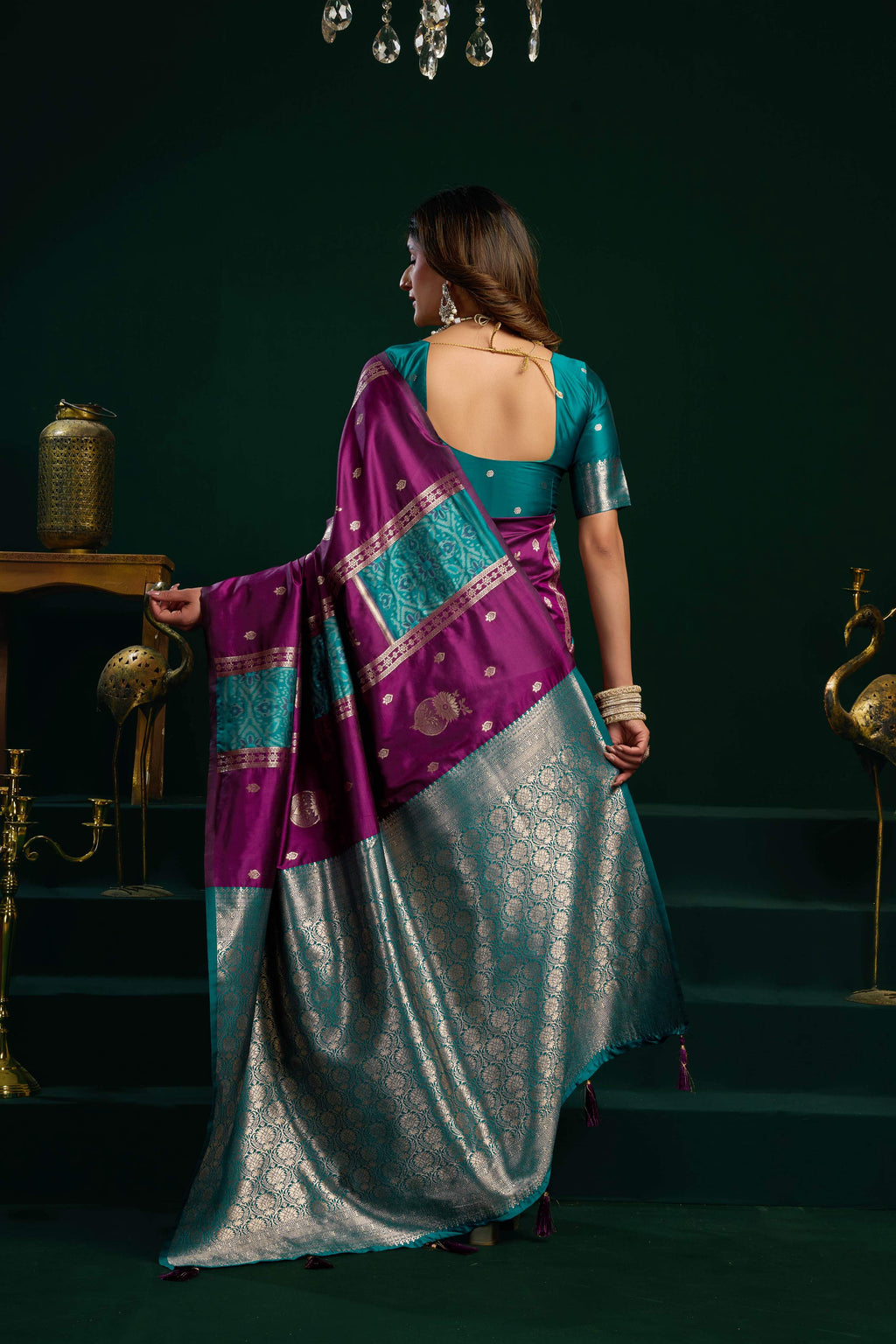 Jyoti Fashion Women's Wine Soft Silk Zari Woven Saree with Blouse