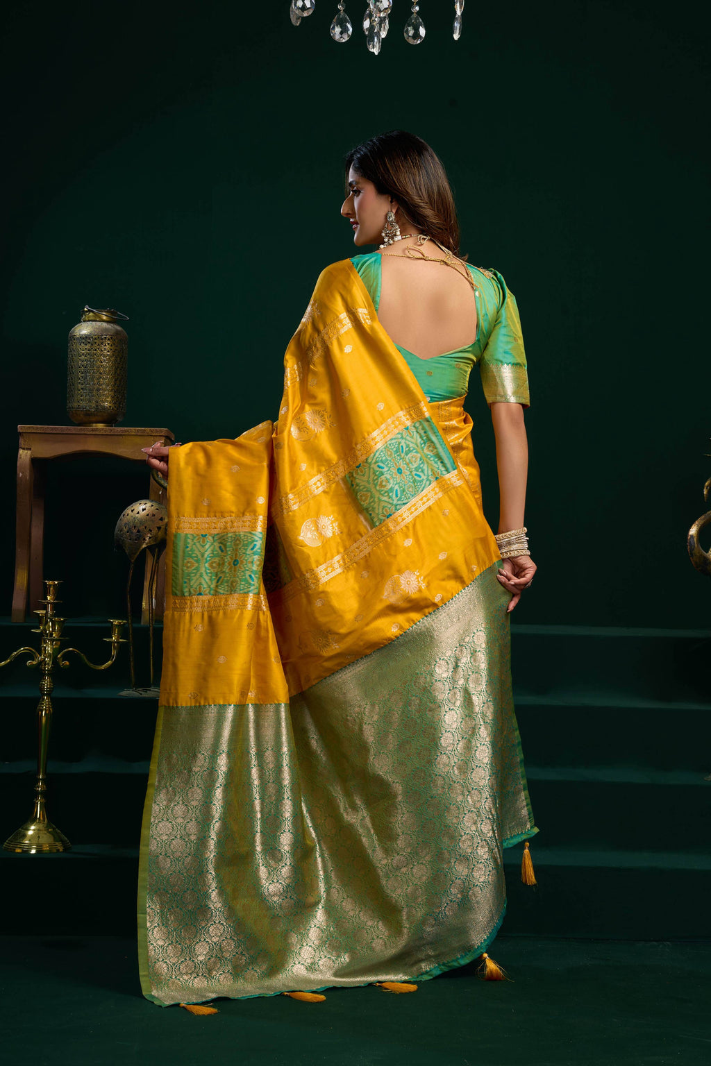 Jyoti Fashion Women's Yellow Soft Silk Zari Woven Saree with Blouse