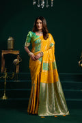 Jyoti Fashion Women's Yellow Soft Silk Zari Woven Saree with Blouse