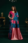 Jyoti Fashion Women's Blue Soft Silk Zari Woven Saree with Blouse