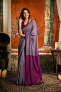 Jyoti Fashion Women's Purple Cotton Contrast Pallu Saree with Blouse