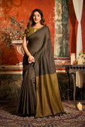 Jyoti Fashion Women's Coffee Cotton Contrast Pallu Saree with Blouse