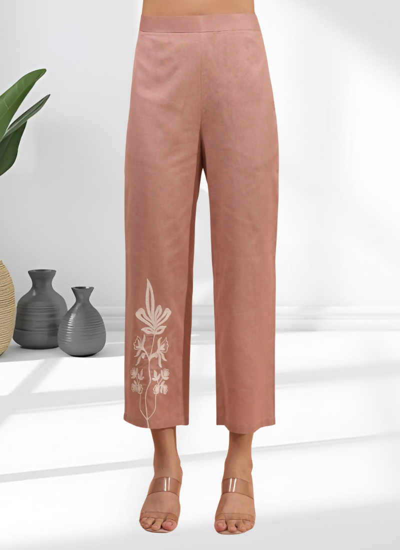 Joban Fashion Powder Pink Cotton, Linen Embroidered Readymade Cord Set