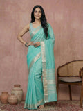 Shree Shyam Fashion Turquoise Cotton Saree