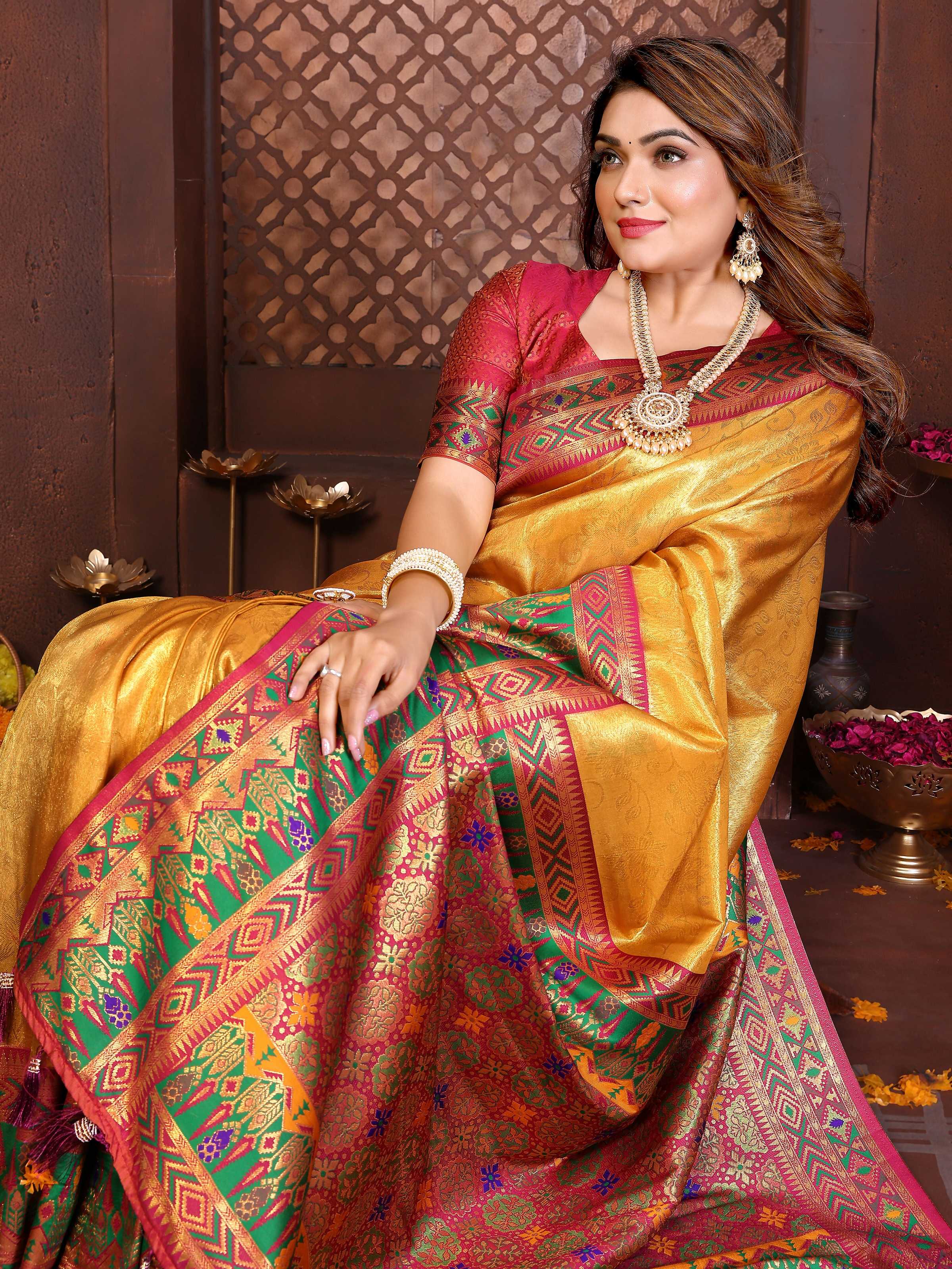 Aastha Fashion Gold Tissue Silk Weaving Saree