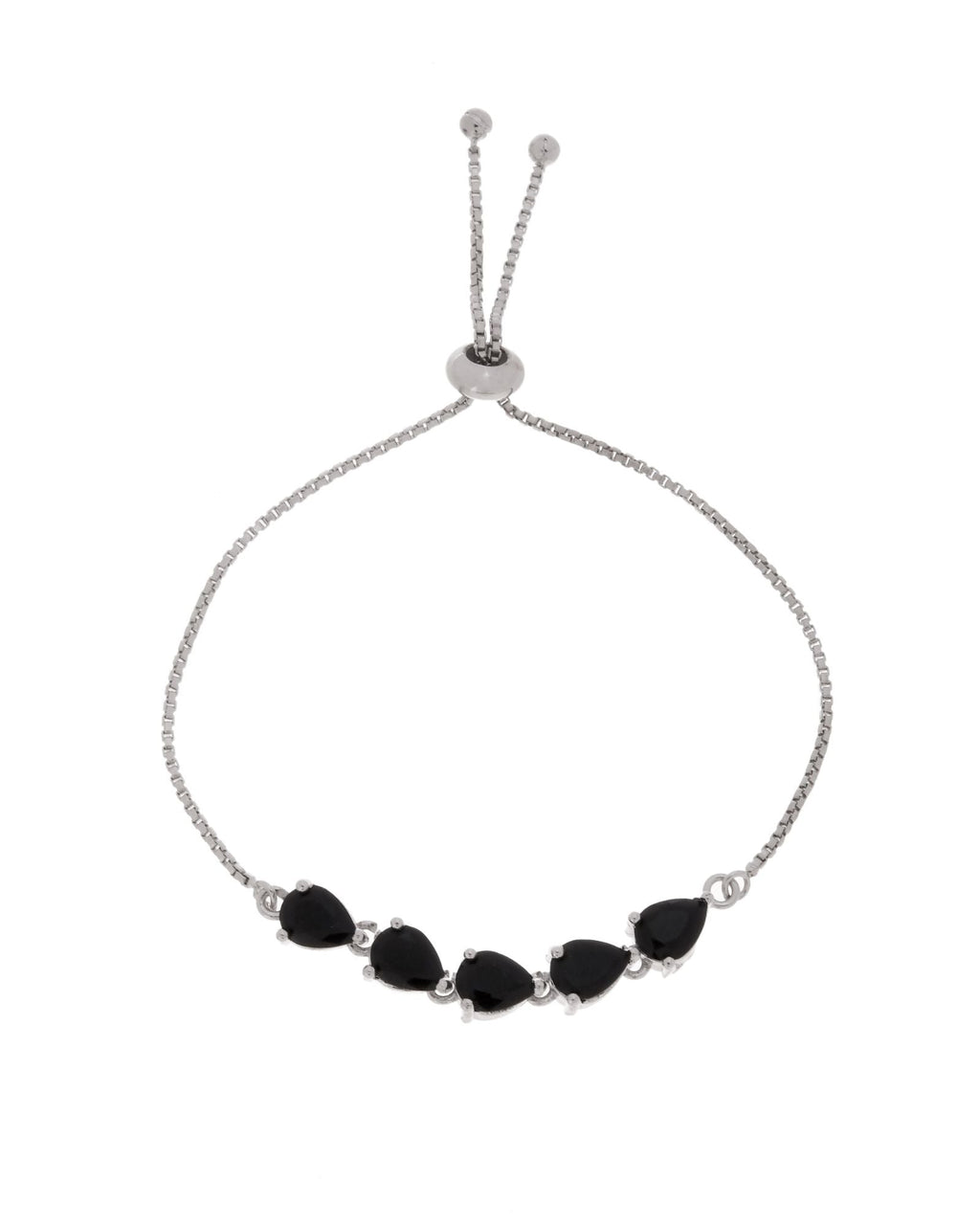 Jewels Nest Classic Black Teardrop Stone Adjustable Bracelet