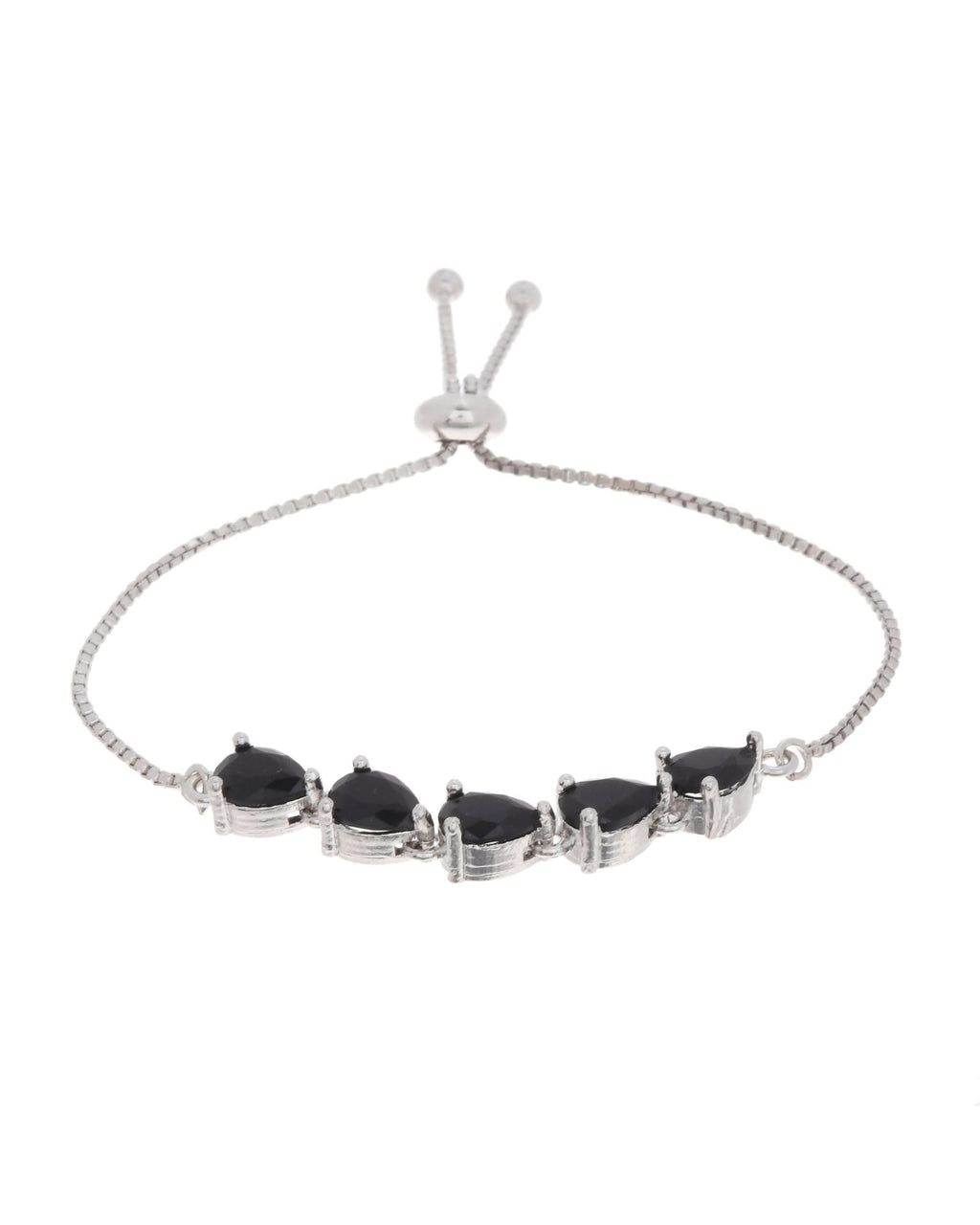 Jewels Nest Classic Black Teardrop Stone Adjustable Bracelet