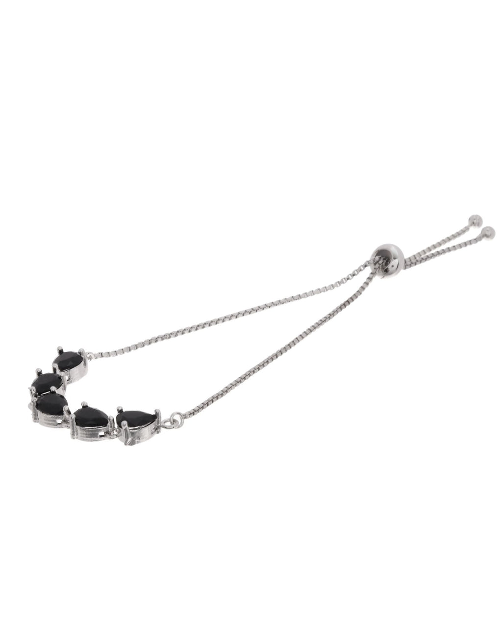 Jewels Nest Classic Black Teardrop Stone Adjustable Bracelet