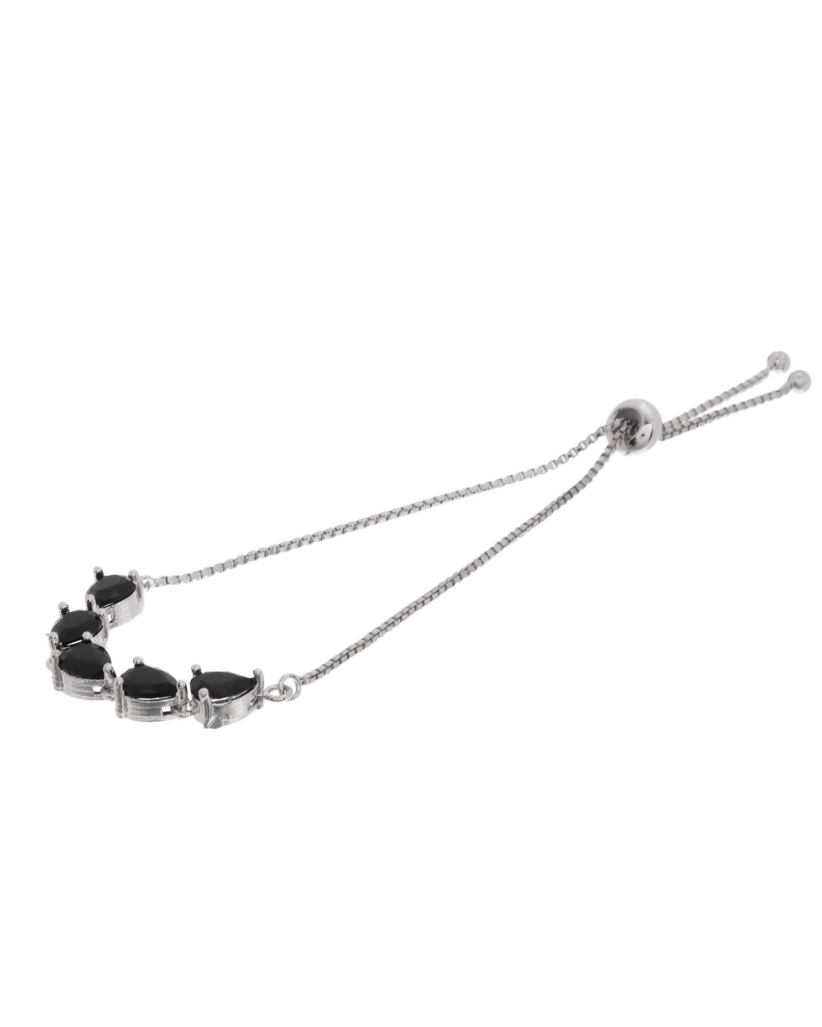 Jewels Nest Classic Black Teardrop Stone Adjustable Bracelet
