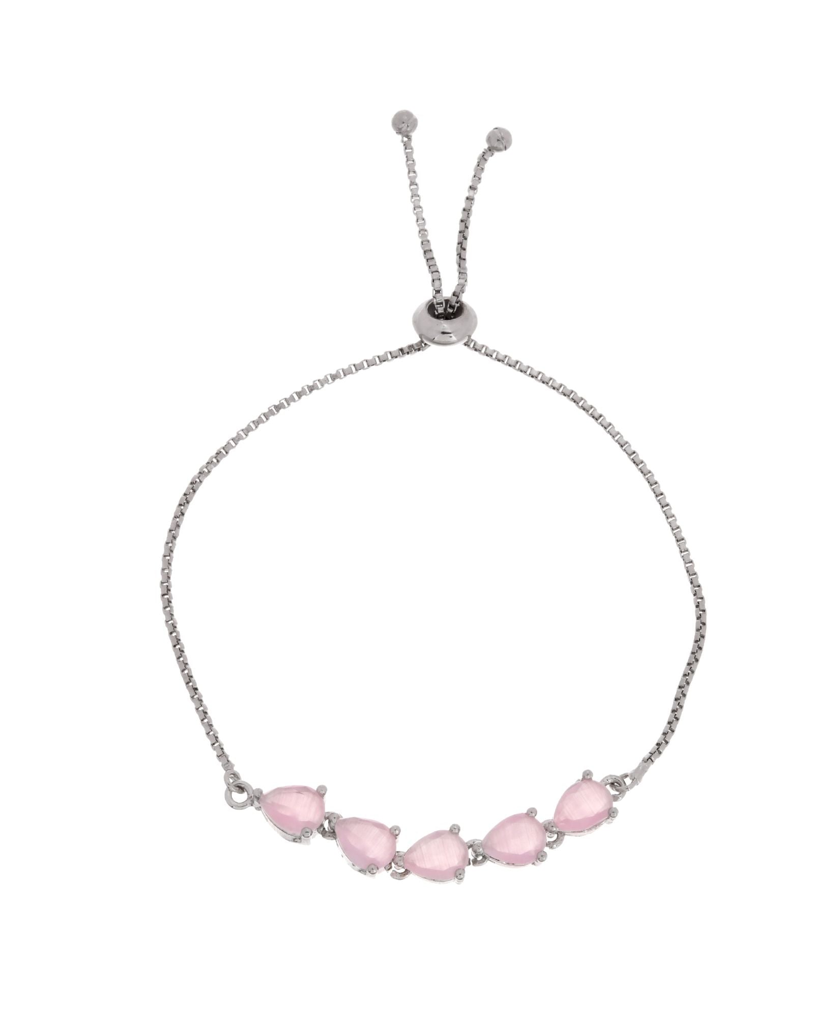 Jewels Nest Pink Heart Stone Adjustable Bracelet For Women