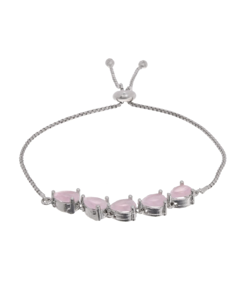 Jewels Nest Pink Heart Stone Adjustable Bracelet For Women