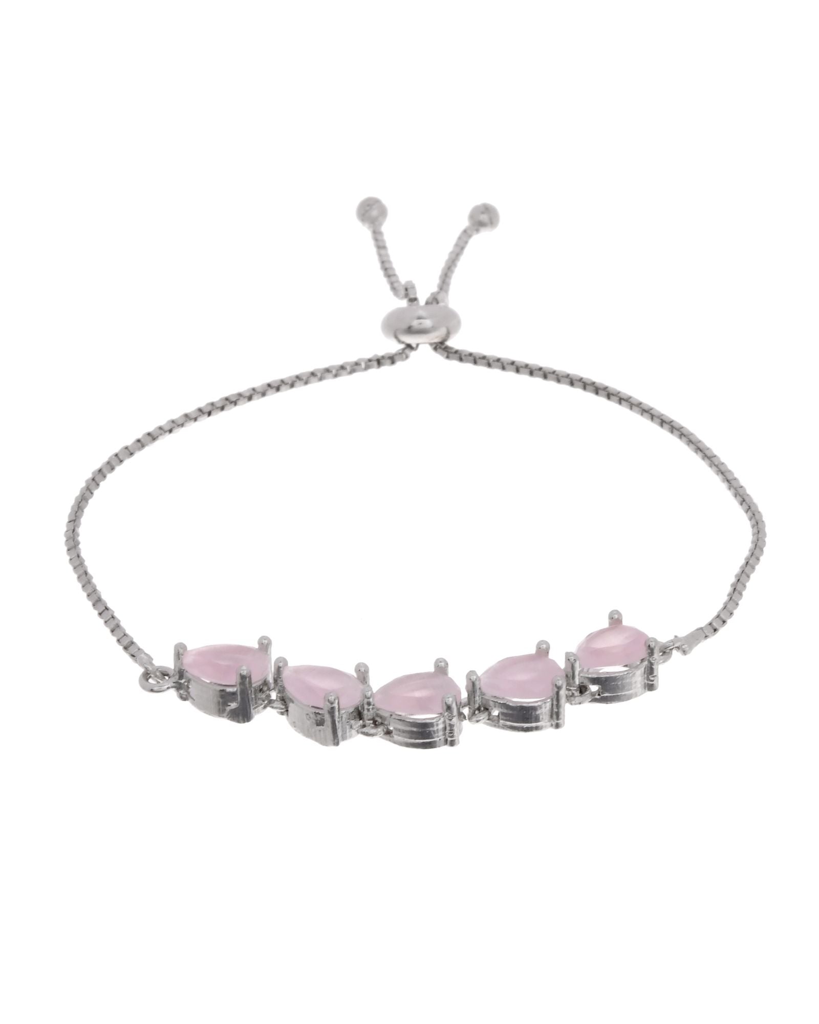 Jewels Nest Pink Heart Stone Adjustable Bracelet For Women