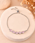 Jewels Nest Pink Heart Stone Adjustable Bracelet For Women