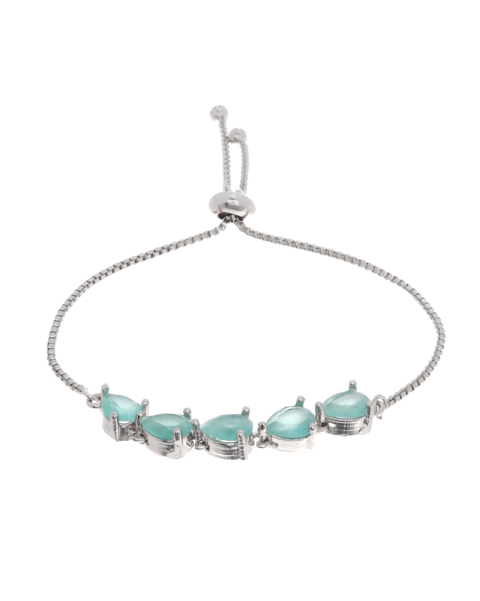 Jewels Nest Mint Green Stone Adjustable Bracelet For Women