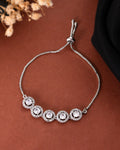 Jewels Nest Silver Plated White Stone Circle Design Bracelet