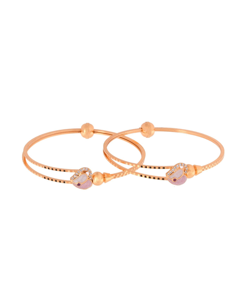 Jewels Nest Gold-Toned Stone Accent Openable Bangles For Women