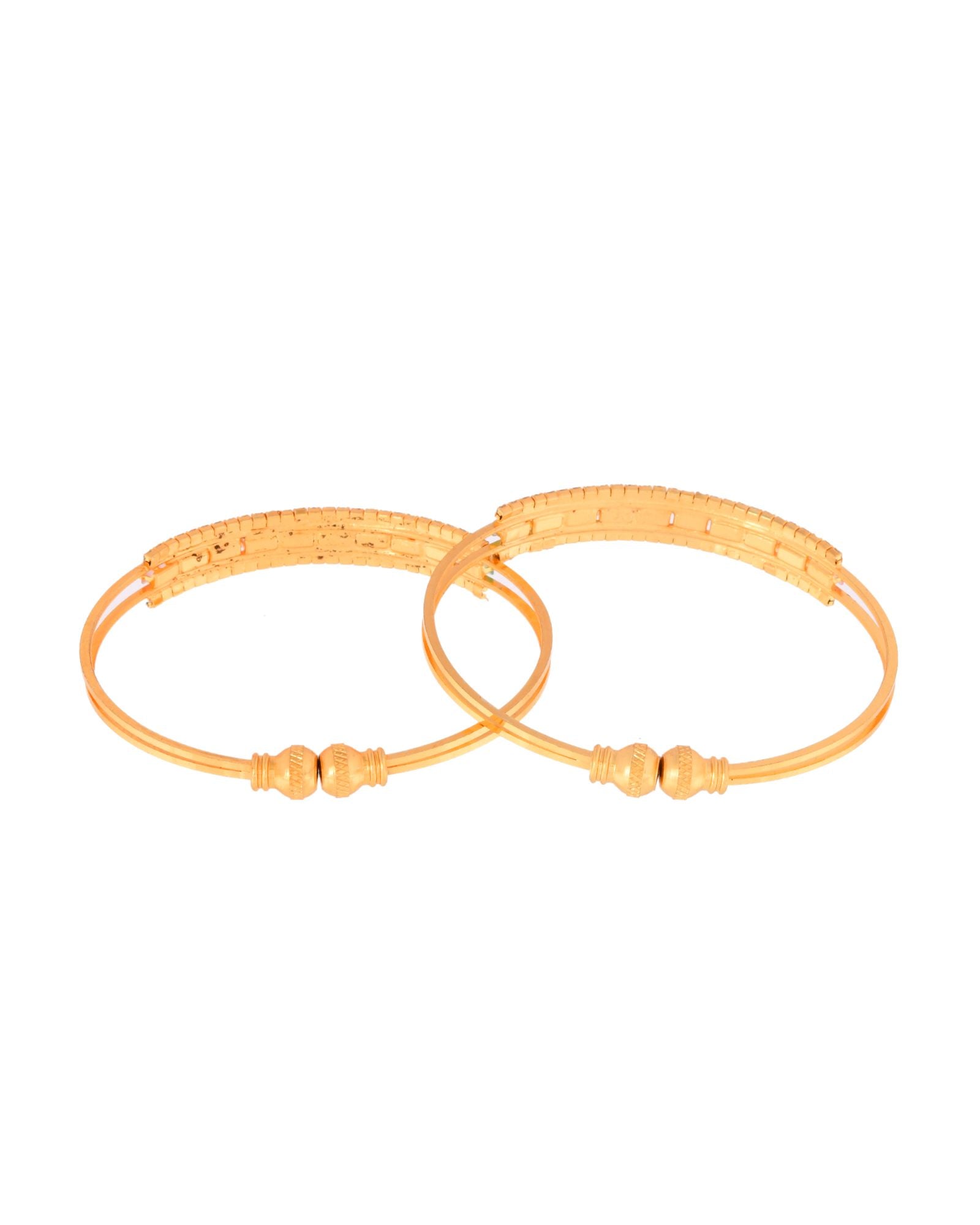 Jewels Nest Gold-Toned Dual Stone Crystal Detail Openable Bangles For Women
