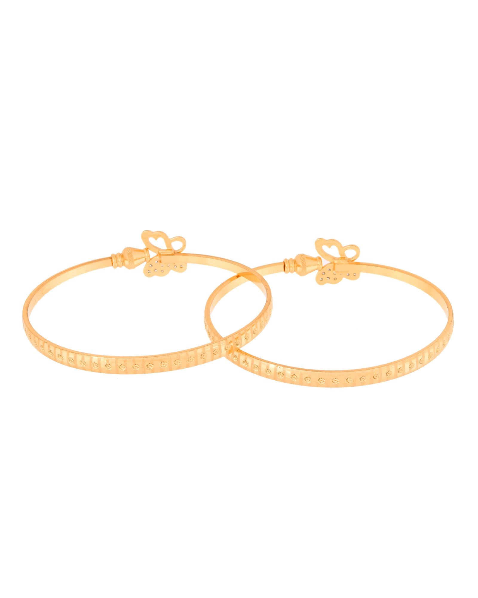 Jewels Nest Gold Plated Heart Charm Bangles Set For Women – Daily & Party Wear