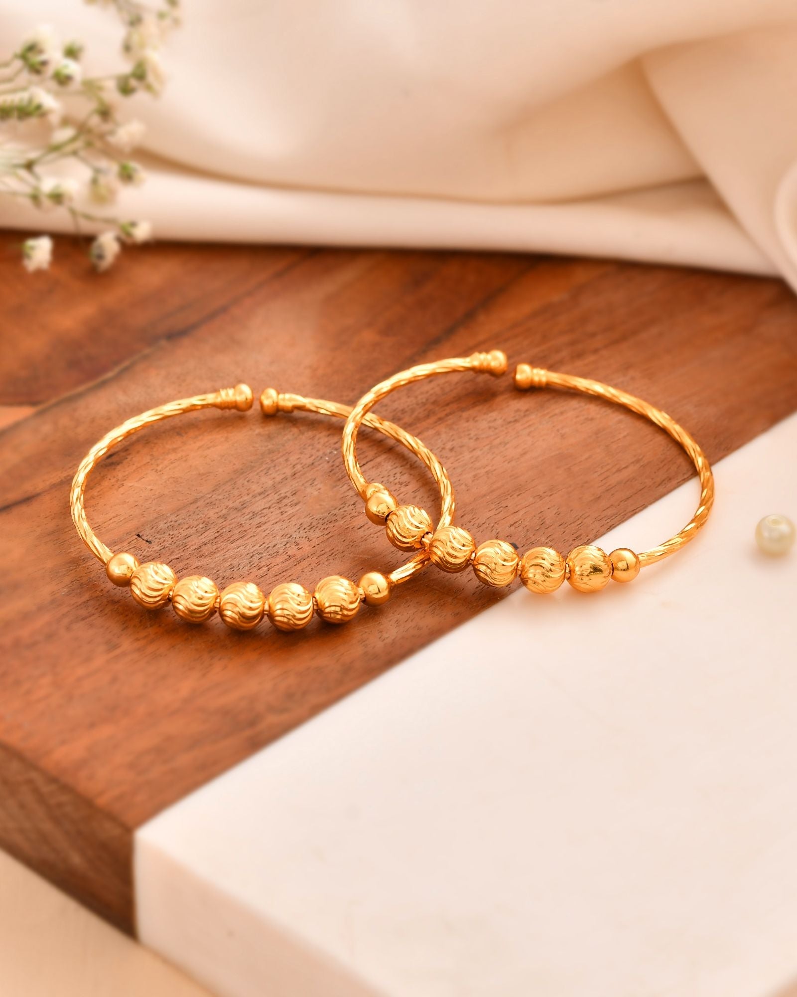 Jewels Nest Gold Plated Beaded Design Bangles Set For Women – Daily Wear