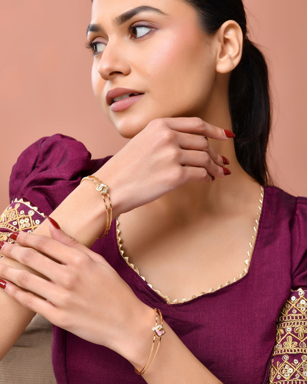 Jewels Nest Gold Plated Heart Design Bangles Set For Women – Daily & Party Wear
