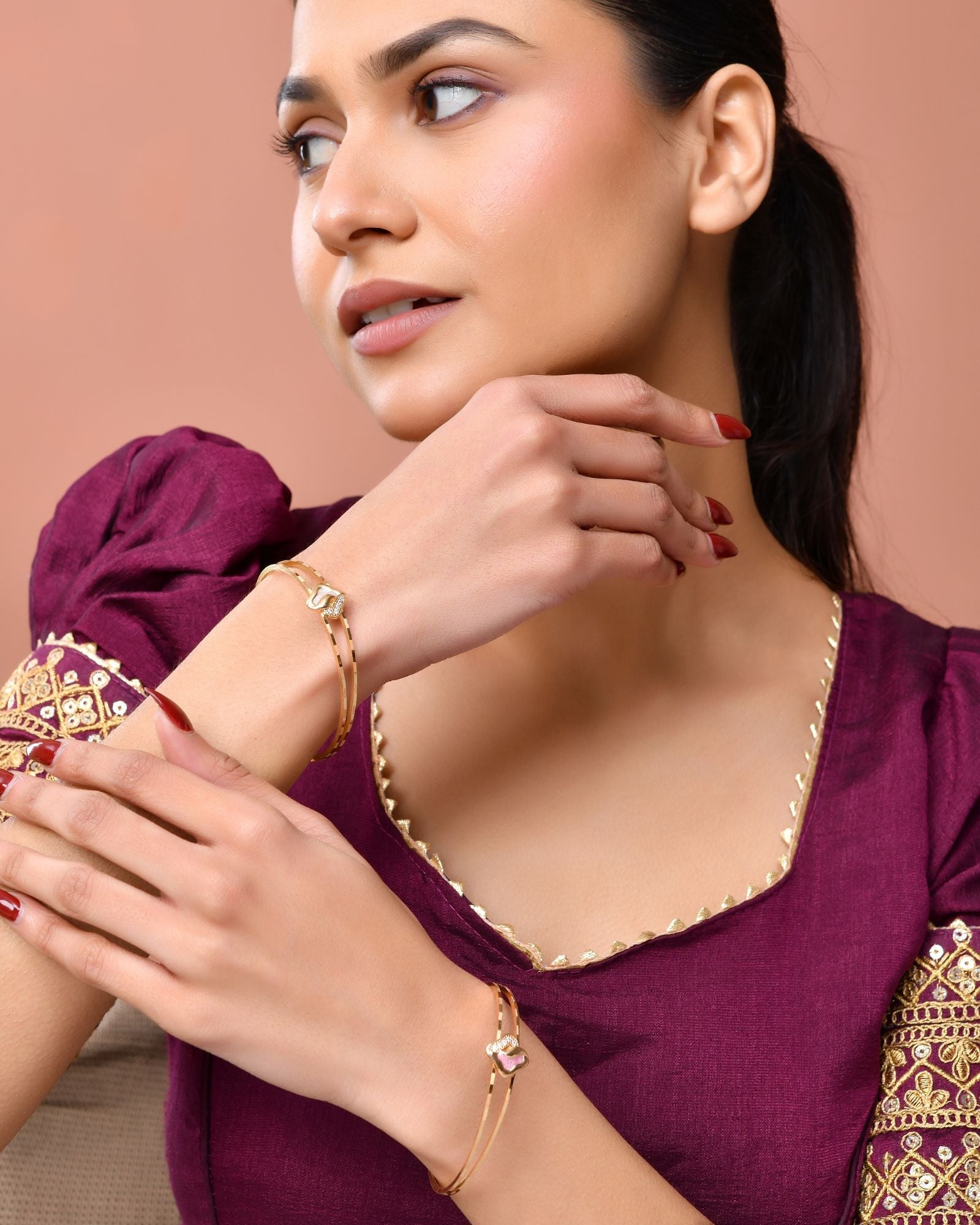 Jewels Nest Gold Plated Heart Design Bangles Set For Women – Daily & Party Wear