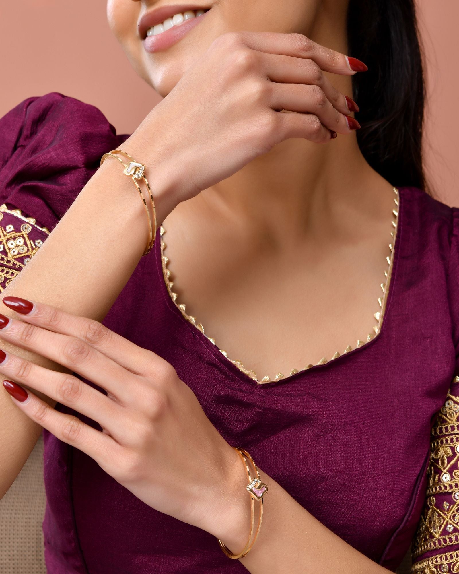 Jewels Nest Gold Plated Heart Design Bangles Set For Women – Daily & Party Wear