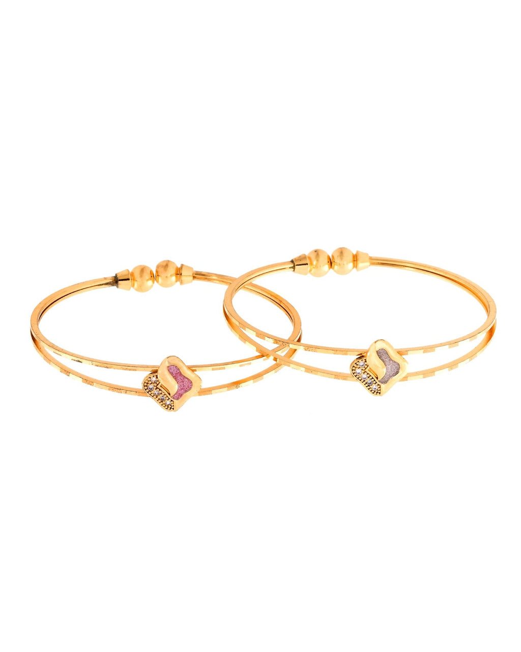 Jewels Nest Gold Plated Heart Design Bangles Set For Women – Daily & Party Wear