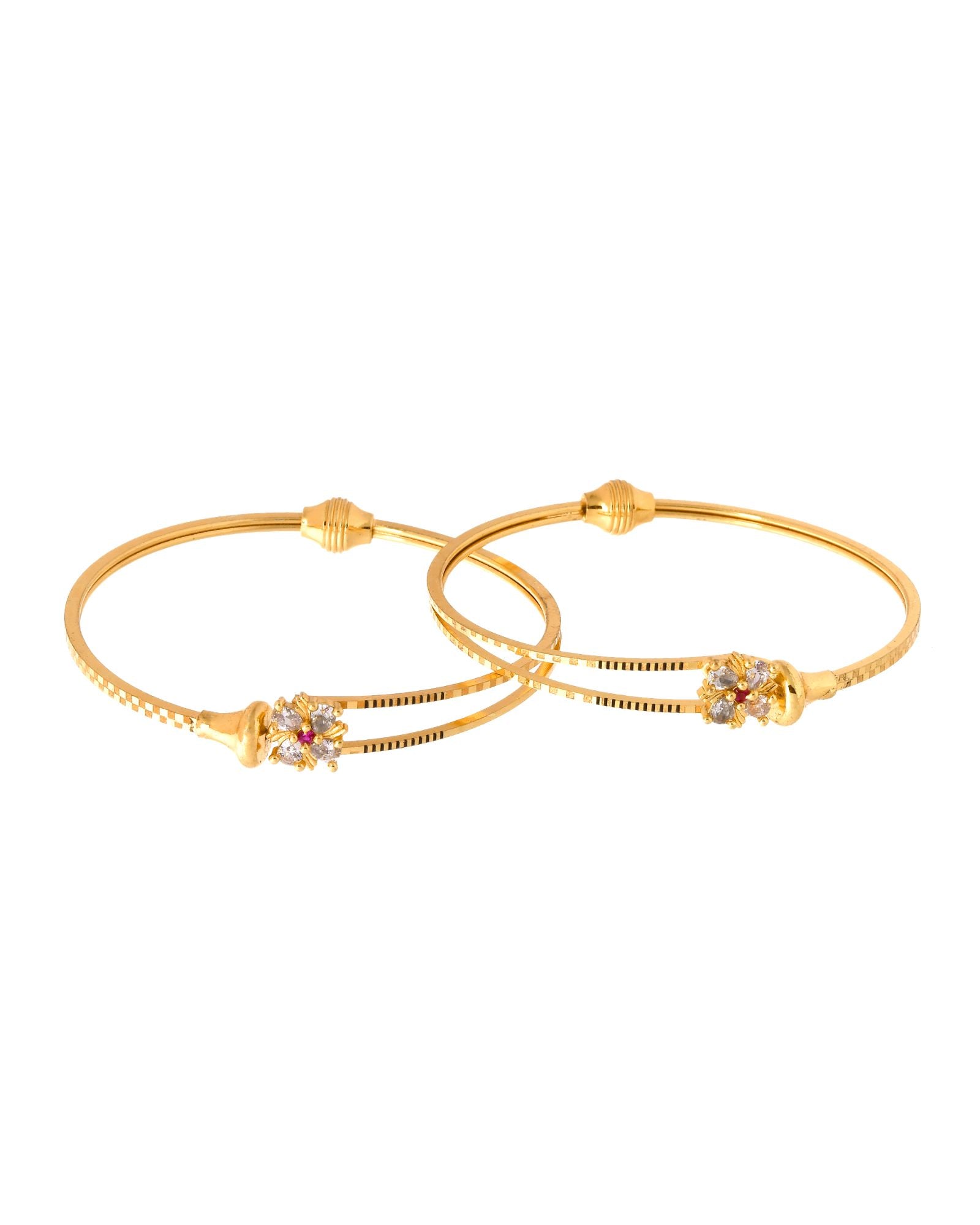 Jewels Nest Gold Plated Floral Stone Bangles Set For Women – Traditional Festive Jewellery
