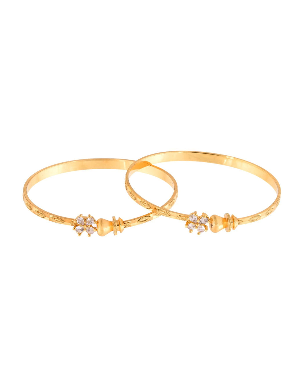 Jewels Nest Gold Plated Floral Crystal Bangles Set For Women – Elegant Party & Festive Wear