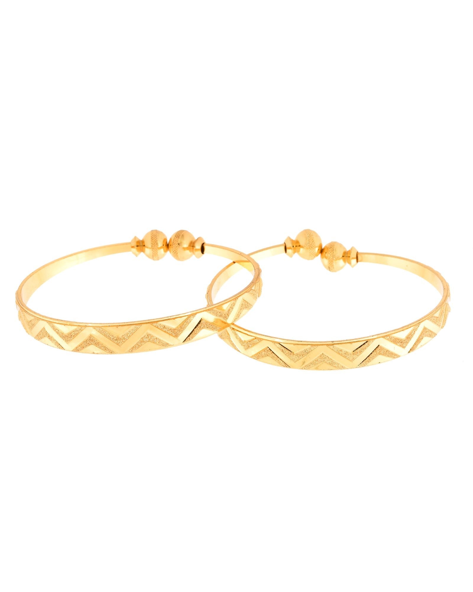 Jewels Nest Gold Plated Zig Zag Design Bangles For Women | Stylish & Lightweight Pair